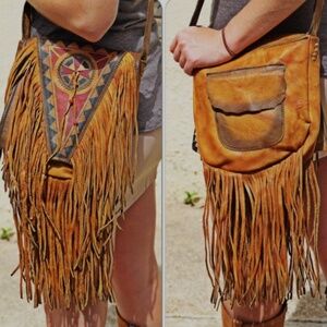 Kobler Handpainted Crossbody Leather Satchel Purse